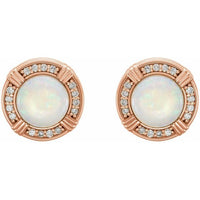14K Rose Opal & 1/8 CTW Diamond Earrings 2
