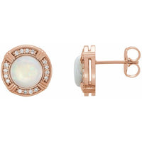 14K Rose Opal & 1/8 CTW Diamond Earrings 1