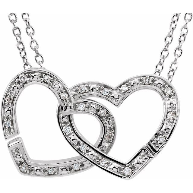 Sterling Silver 1/6 CTW Diamond 2-in-1 Interlocking Heart 18" Necklace 1