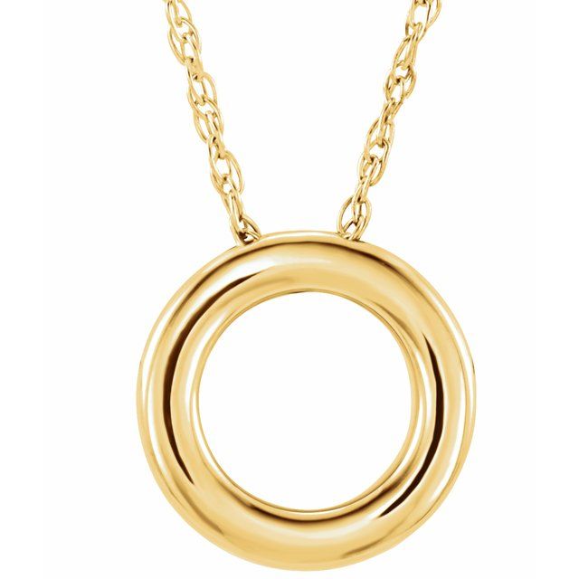 14K Yellow 13 mm Circle 18" Necklace 1