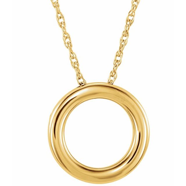 14K Yellow 15 mm Circle 18" Necklace 1