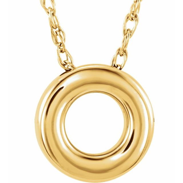 14K Yellow 10 mm Circle 18" Necklace 1