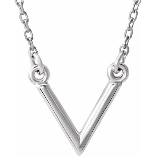 Sterling Silver "V" 16.5" Necklace 1