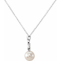 14K White 8 mm Freshwater Cultured Pearl & .08 CTW Diamond 18" Necklace 2