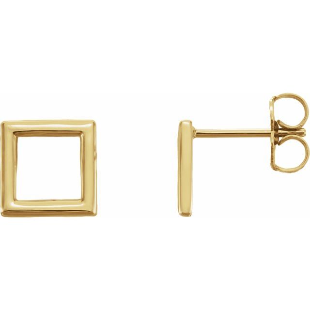 14K Yellow Square Earrings 1