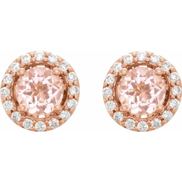14K Rose Morganite & 1/5 CTW Diamond Earrings 2