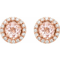 14K Rose Morganite & 1/5 CTW Diamond Earrings 2