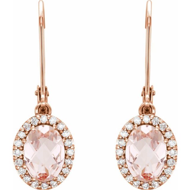 14K Rose Morganite & 1/5 CTW Diamond Earrings 2
