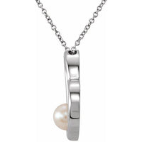 14K White Freshwater Cultured Pearl Heart 18" Necklace 2