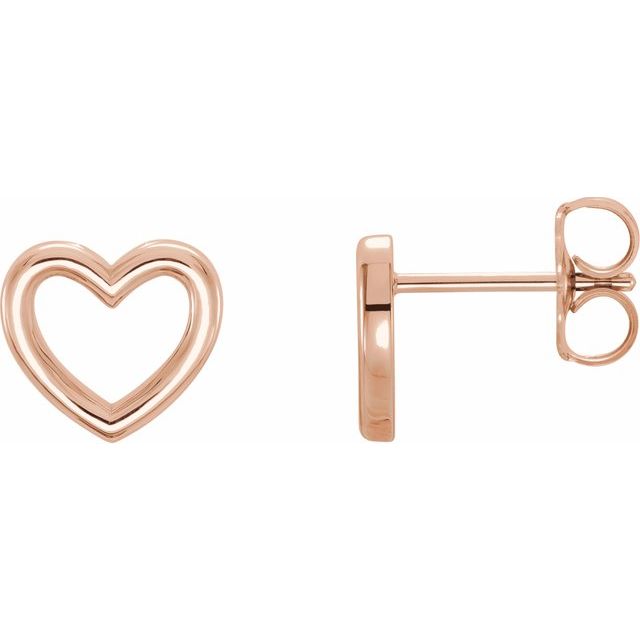 14K Rose Heart Earrings 1