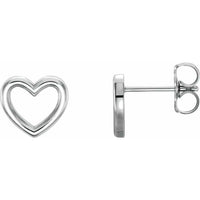 Platinum 8.7x8 mm Heart Earrings 1