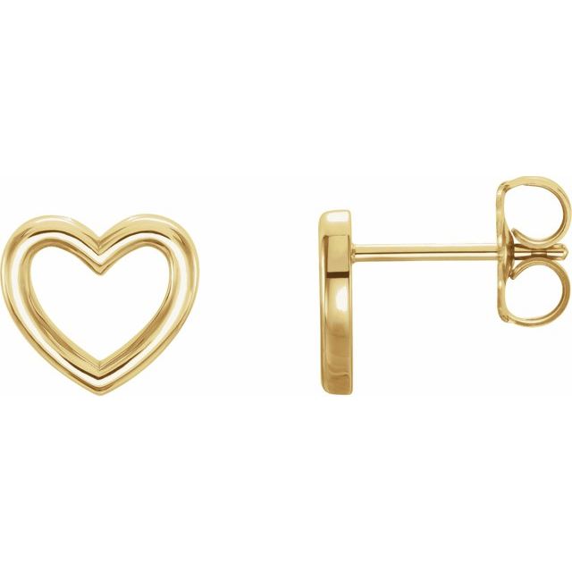 14K Yellow Heart Earrings 1
