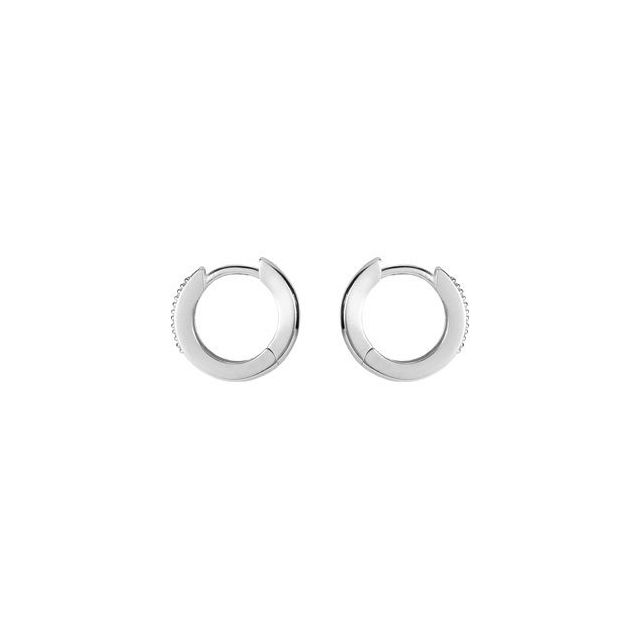 14K White 1/10 CTW Diamond Hoop Earrings 2