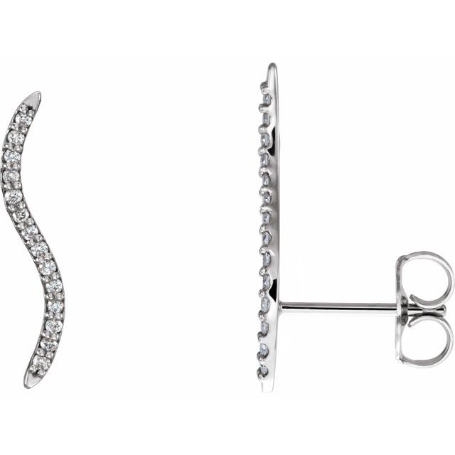 14K White 1/6 CTW Diamond Ear Climbers 1