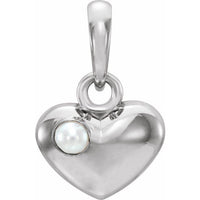 Sterling Silver Freshwater Cultured Pearl Heart Pendant 1