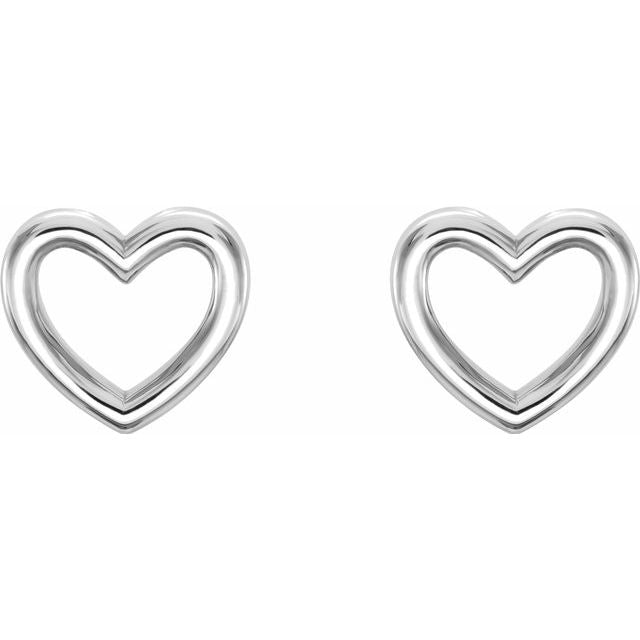 Platinum 8.7x8 mm Heart Earrings 2