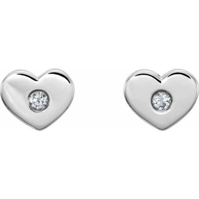 Sterling Silver .06 CTW Diamond Heart Earrings 2