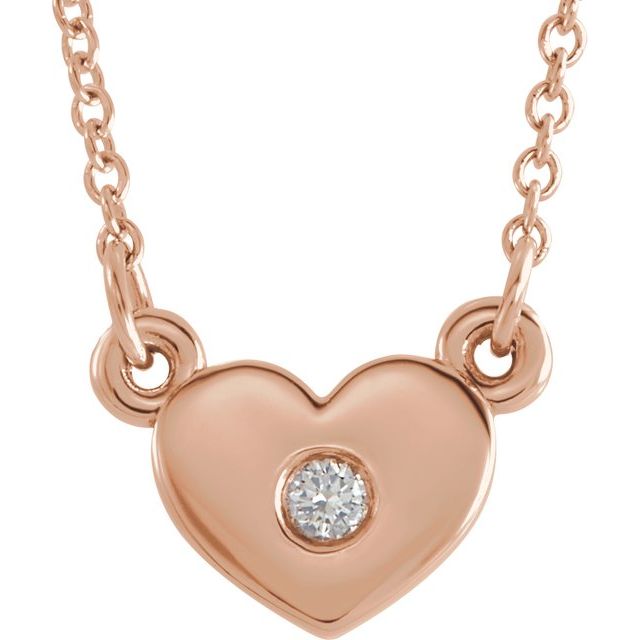 14K Rose .03 CTW Diamond Heart 16" Necklace 1
