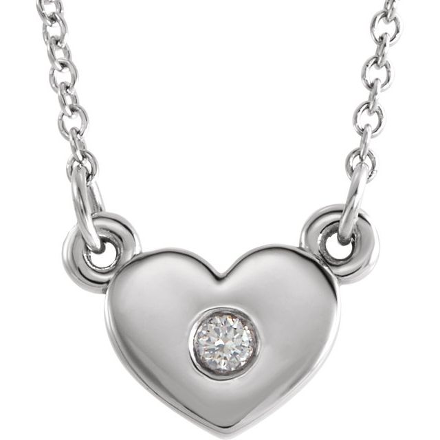 14K White .03 CTW Diamond Heart 16" Necklace 1