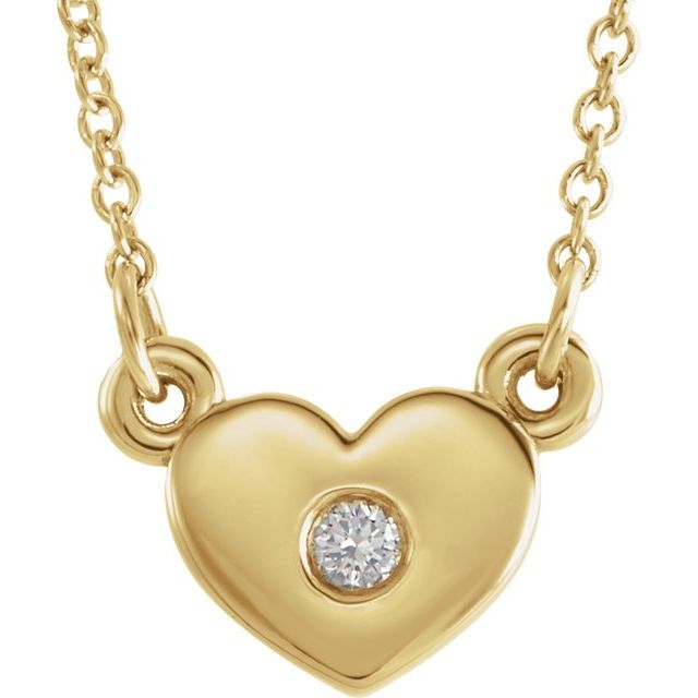14K Yellow .03 CTW Diamond Heart 16" Necklace 1