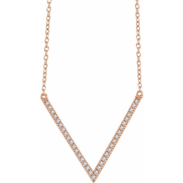 14K Rose 1/6 CTW Diamond "V" 16-18" Necklace 1