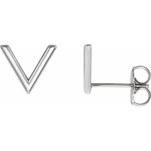 14K White "V" Earrings 1