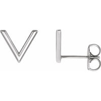 14K White "V" Earrings 1