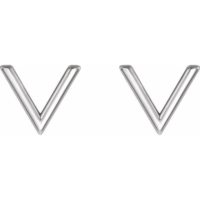 14K White "V" Earrings 2