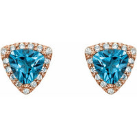14K Rose Swiss Blue Topaz & .08 CTW Diamond Earrings 2