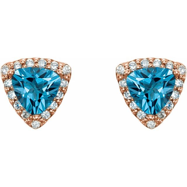 14K Rose Swiss Blue Topaz & .08 CTW Diamond Earrings 2
