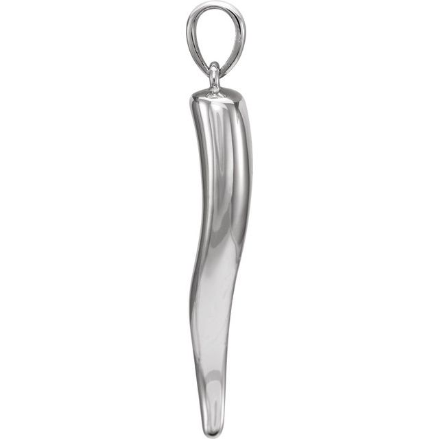 14K White Gold 36.6x8.7 mm Italian Horn Pendant
