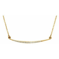 14K Yellow 1/8 CTW Diamond Curved Bar 16" Necklace 1