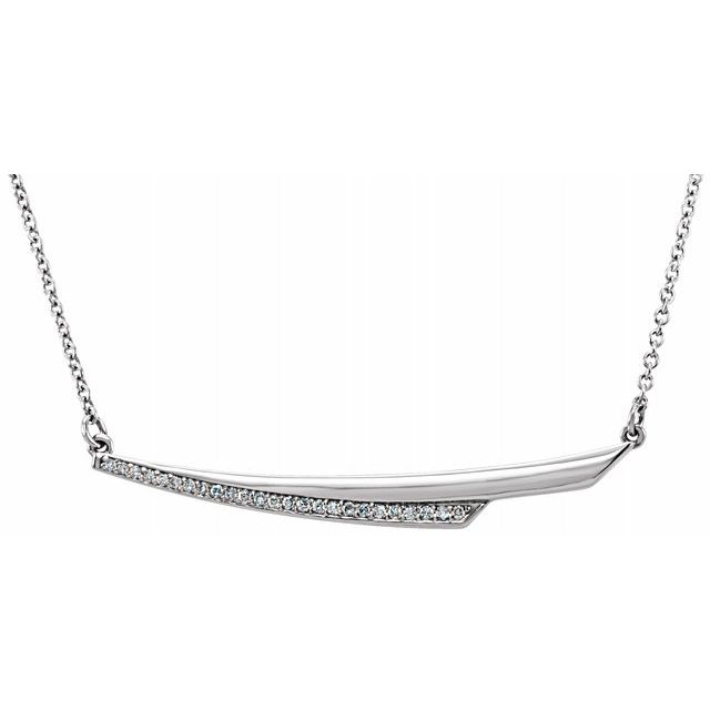 14K White .08 CTW Diamond Bar 17.5" Necklace 1