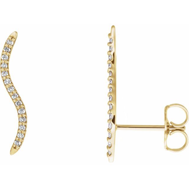 14K Yellow 1/6 CTW Diamond Ear Climbers 1