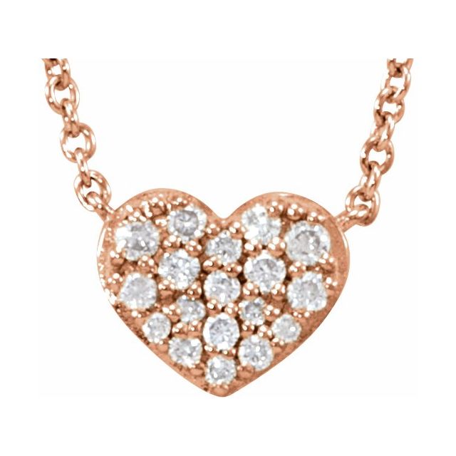 14K Rose 1/10 CTW Diamond Heart 18" Necklace 1