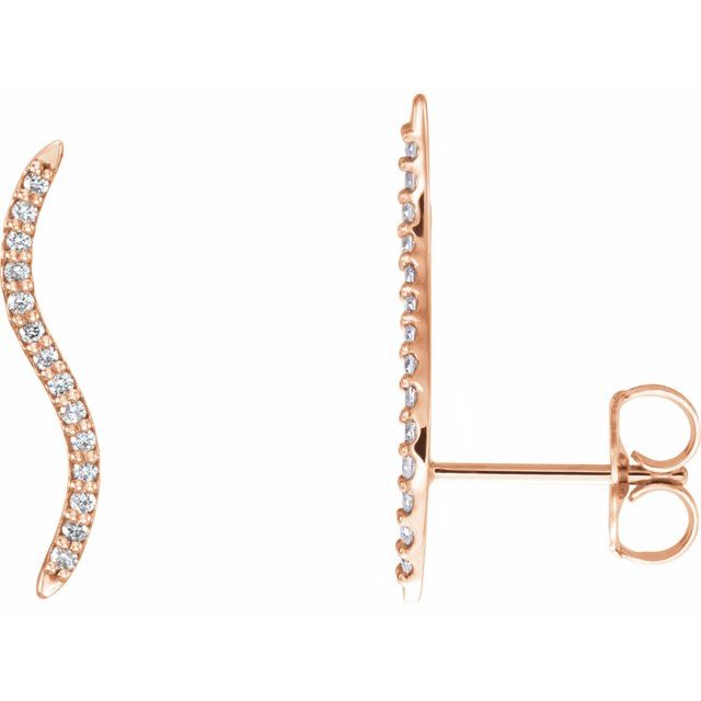 14K Rose 1/6 CTW Diamond Ear Climbers 1