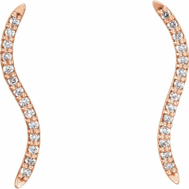 14K Rose 1/6 CTW Diamond Ear Climbers 2