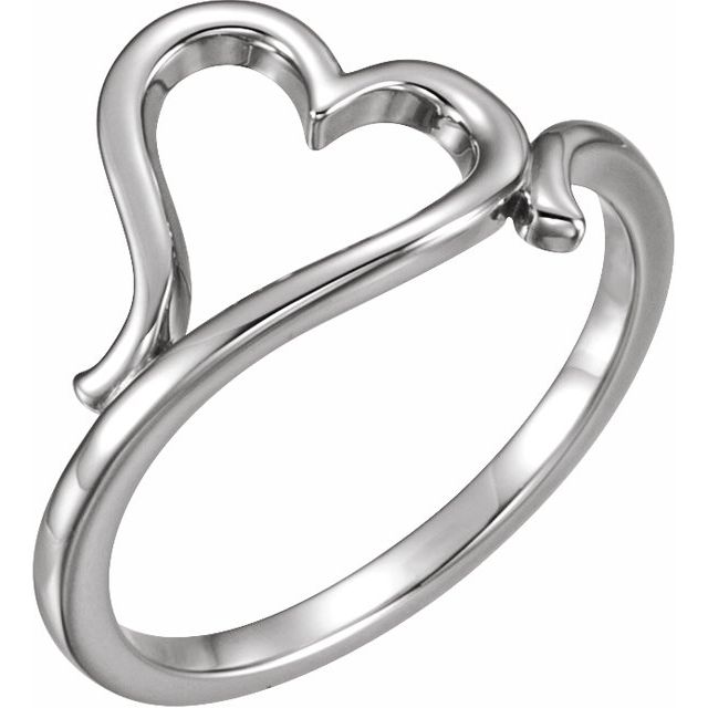 14K White Heart Ring 1