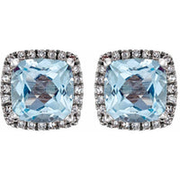 14K White Sky Blue Topaz & 1/8 CTW Diamond Earrings 2