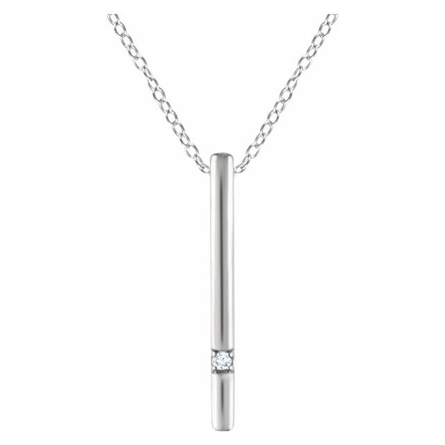 14K White .015 CT Diamond Bar 16-18" Necklace 1