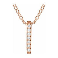 14K Rose .05 CTW Diamond Bar 16-18" Necklace 1