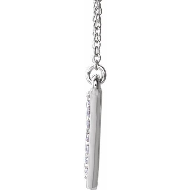 14K White 1/5 CTW Diamond Triangle 16.5" Necklace 2