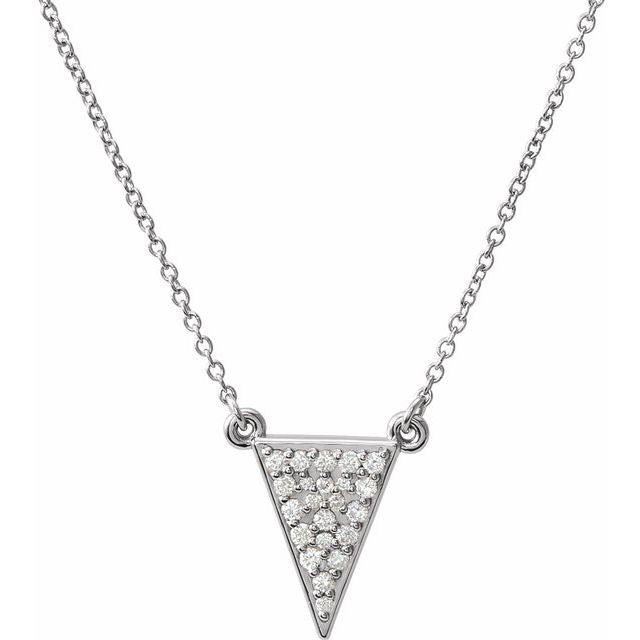 14K White 1/5 CTW Diamond Triangle 16.5" Necklace 1