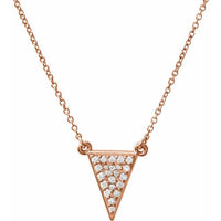 14K Rose 1/5 CTW Diamond Triangle 16.5" Necklace 1
