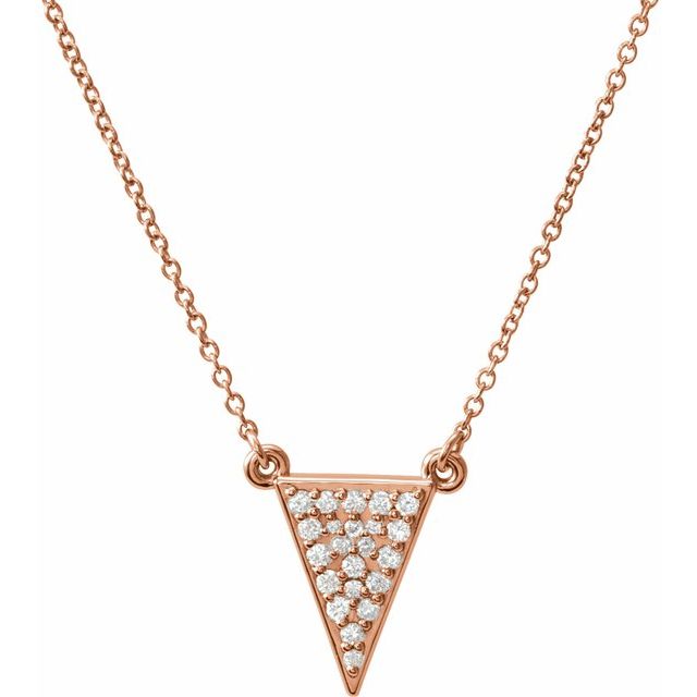 14K Rose 1/5 CTW Diamond Triangle 16.5" Necklace 1