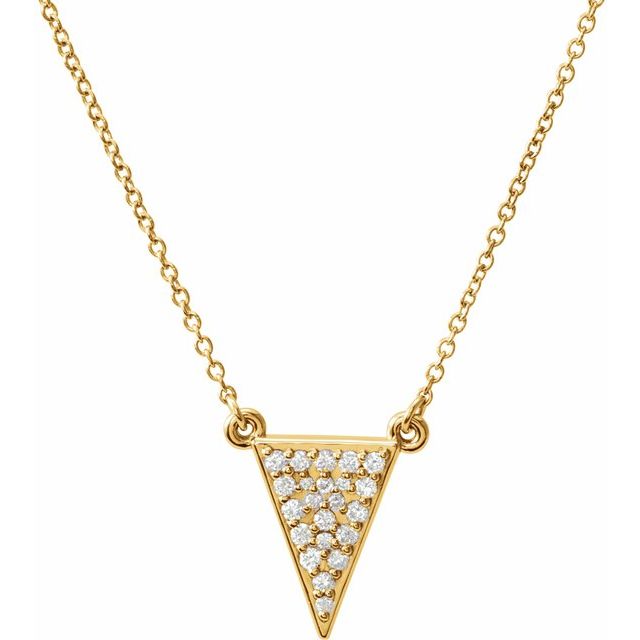 14K Yellow 1/5 CTW Diamond Triangle 16.5" Necklace 1