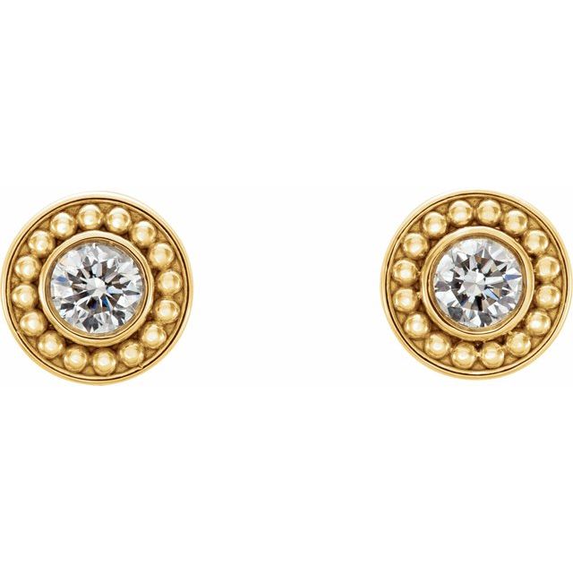 14K Yellow 1/5 CTW Diamond Beaded Earrings 2