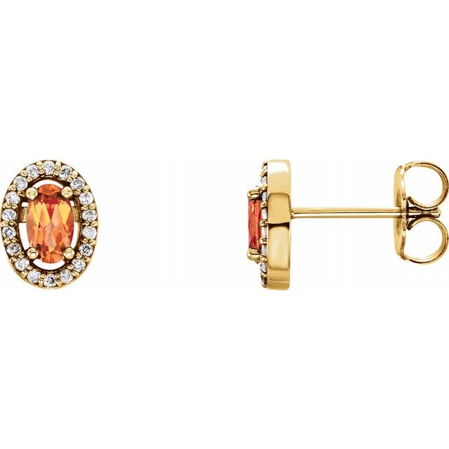 14K Yellow Citrine & 1/10 CTW Diamond Earrings 1
