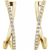 14K Yellow 1/6 CTW Diamond Criss-Cross J-Hoop Earrings 2