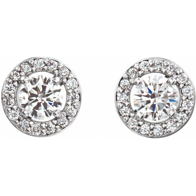 14K White 3/8 CTW Diamond Halo-Style Earrings 2